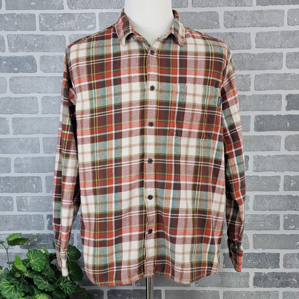 Eddie Bauer‎ Flannel Shirt Plaid Long Sleeve Button Up Cotton Men's XXL Outdoor